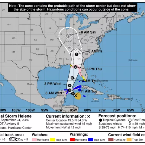 Tropical Storm Helene map