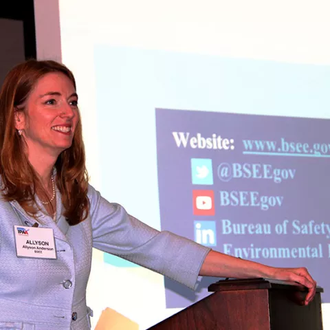 BSEE Associate Director Allyson Anderson Book addressed the Independent Petroleum Association of America’s (IPAA) Offshore Committee BSEE Associate Director Allyson Anderson Book addressed the Independent Petroleum Association of America’s (IPAA) Offshore Committee