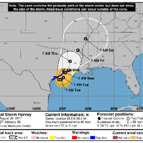 NHC Harvey Status Update 8-28-2017